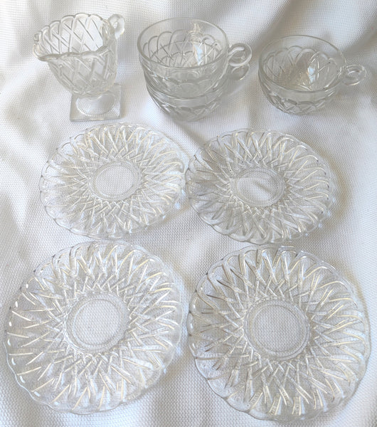 Vintage 8 Piece Indiana Pretzel Depression Glass Set