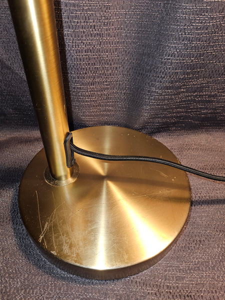 1960's Vintage Brush Aluminum Gold Adjustable Triangle Top Table Lamp