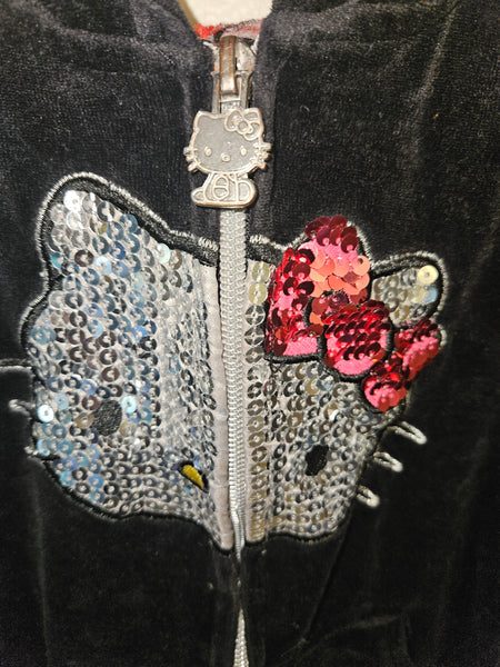 24 Mo Girls "HELLO KITTY" Black Velour Jacket w/ Sequin Hello Kitty Graphic (READ DETAILS)