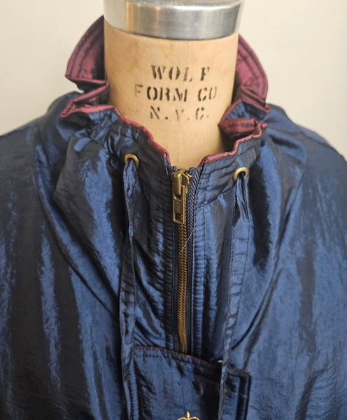 Large Women's INNER VIEW Blue & Burgundy Fully Lined Winter Jacket Coat