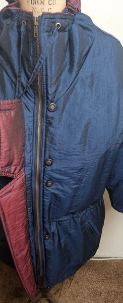 Large Women's INNER VIEW Blue & Burgundy Fully Lined Winter Jacket Coat