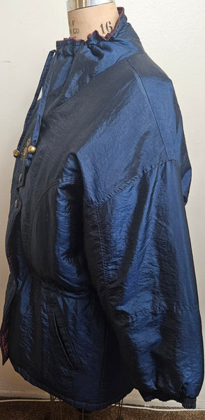 Large Women's INNER VIEW Blue & Burgundy Fully Lined Winter Jacket Coat