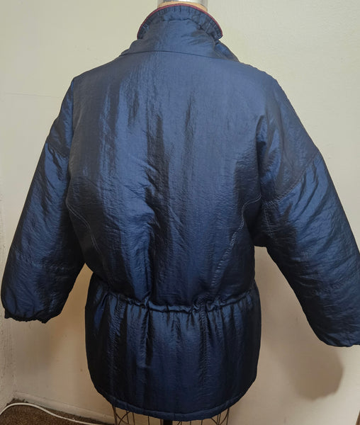 Large Women's INNER VIEW Blue & Burgundy Fully Lined Winter Jacket Coat
