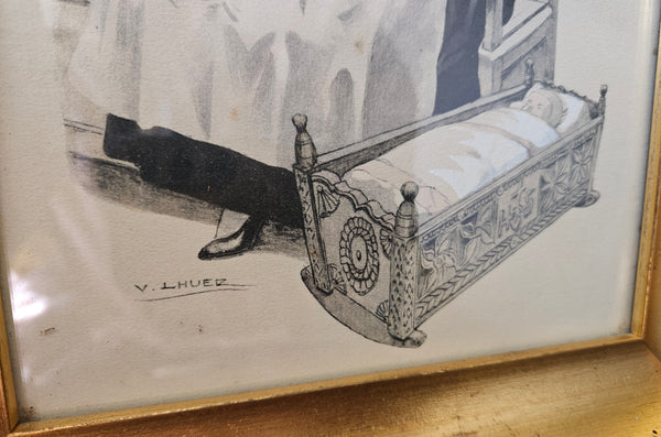 Vintage 1935 Victor Lhuer Breton Mother & Child Reproduction Picture