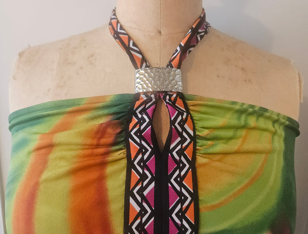 Medium CALVIN KLEIN Multi-color Tropical Halter Dress