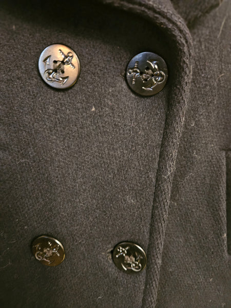 3T Unisex Double Breasted Black Sailor Button Pea Coat