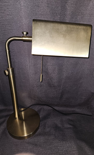 1960's Vintage Brush Aluminum Gold Adjustable Triangle Top Table Lamp