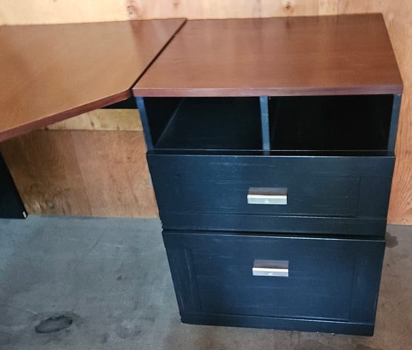 BUSH Black & Brown 3-Pc Corner Desk, Chair & 2-Drawer Filing Cabinet Set