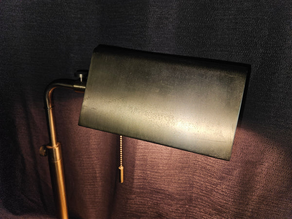 1960's Vintage Brush Aluminum Gold Adjustable Triangle Top Table Lamp