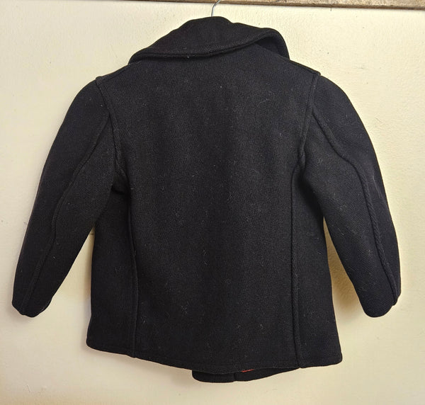 3T Unisex Double Breasted Black Sailor Button Pea Coat