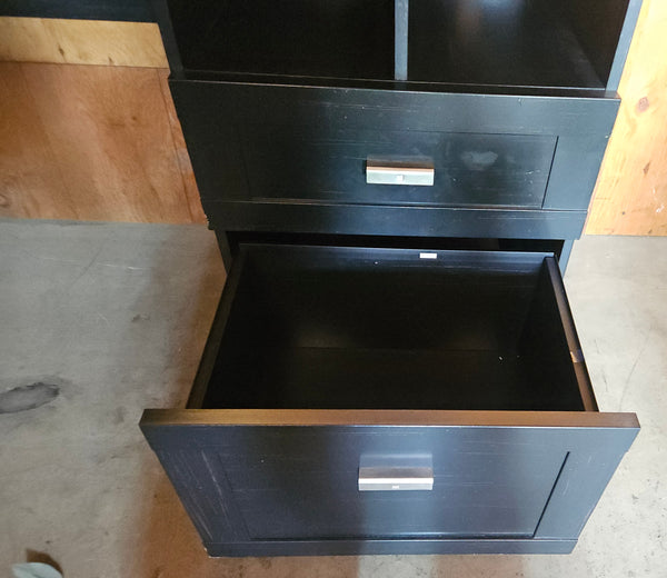 BUSH Black & Brown 3-Pc Corner Desk, Chair & 2-Drawer Filing Cabinet Set