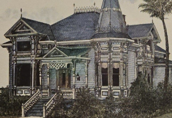 Michael Scott Kent 1983 The Stevens Mansion, Tustin CA Ink / Watercolor Framed Art
