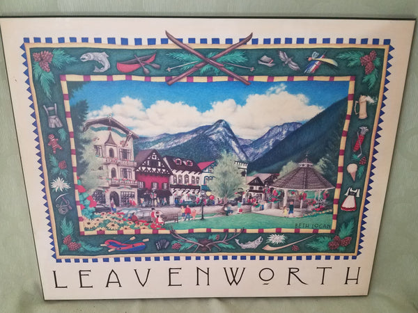 Beth Logan 1996 "Leavenworth" 16" x 20" Wooden Picture / Wall Art