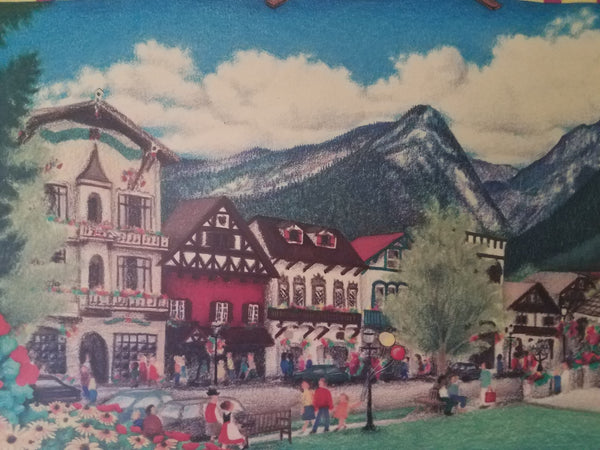 Beth Logan 1996 "Leavenworth" 16" x 20" Wooden Picture / Wall Art
