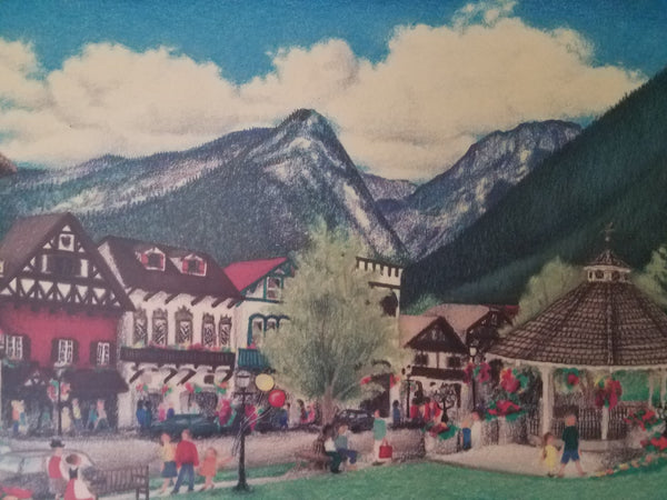 Beth Logan 1996 "Leavenworth" 16" x 20" Wooden Picture / Wall Art