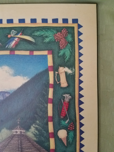 Beth Logan 1996 "Leavenworth" 16" x 20" Wooden Picture / Wall Art