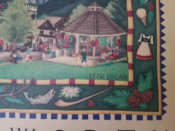 Beth Logan 1996 "Leavenworth" 16" x 20" Wooden Picture / Wall Art