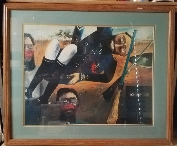 RARE Large Vintage Sidney Nolan; Ned Kelly Stringybark Creek, 1947 Framed Print Picture
