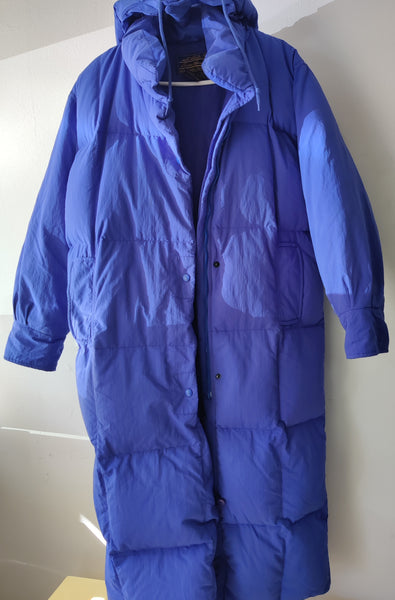 Eddie Bauer Vintage MEDIUM Blue Goose Down Unisex Full Length Swim Parka (Jacket) READ DETAILS
