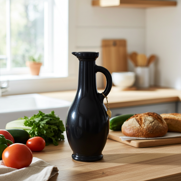 10" Dark Brown Vintage Oil Vinegar Glass Dispenser Bottle Kitchen Tableware Decor