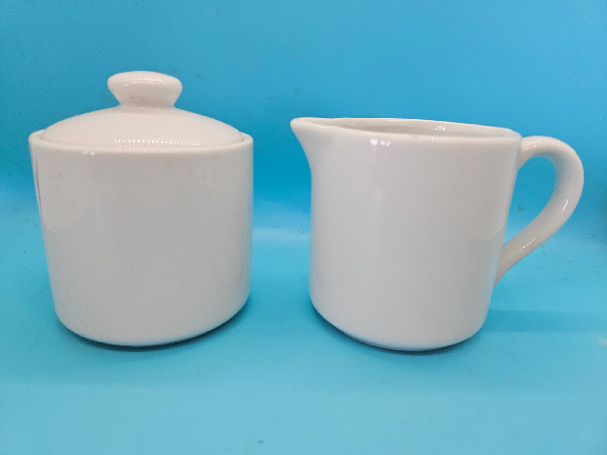 White Ceramic Creamer & Sugar Set