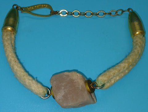 Lavender Rose Quartz Tan & Gold Bracelet