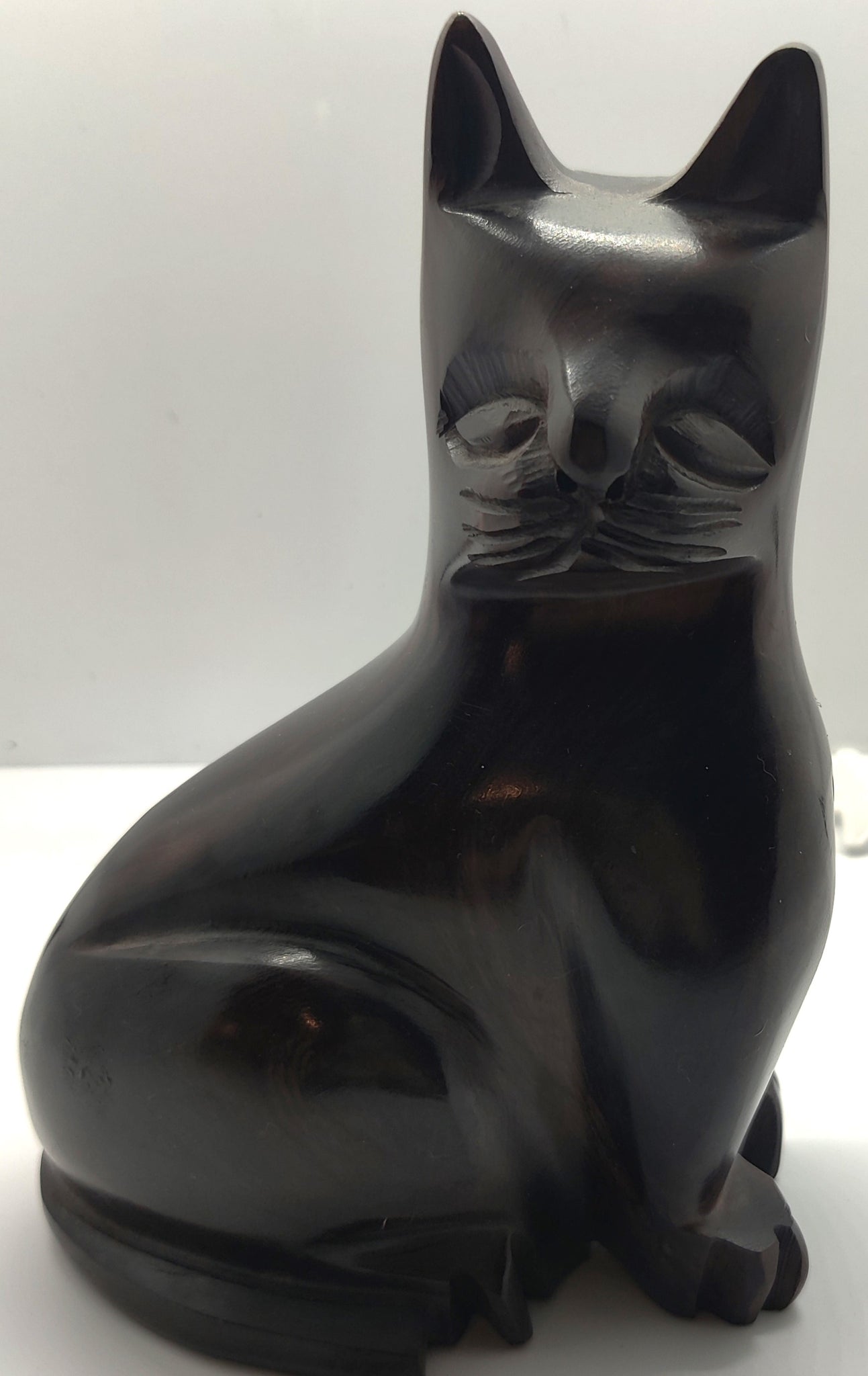 Vintage Iron Wood Black Cat Figurine