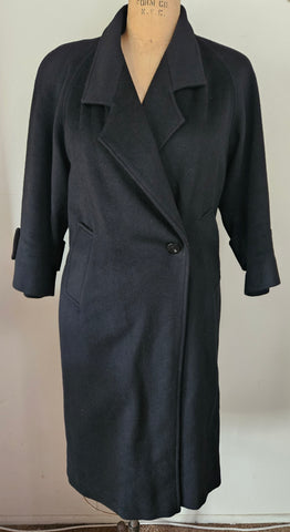 Size Small Women's Vintage PORTRAIT PETITE Long Black Wool Jacket (See Measurements)