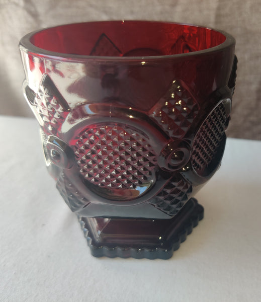 1876 AVON Ruby Red Cape Cod 5 oz Stemless Goblet Glasses