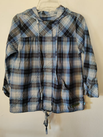 Kids Small JUILUIS & FRIENDS Blue, Black & White Plaid Jacket