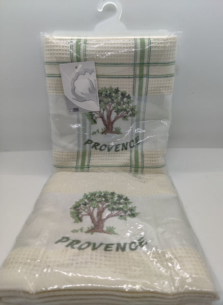 Set of 2 Brand New COTTON BLANC "Provence" Tree Tea Towels