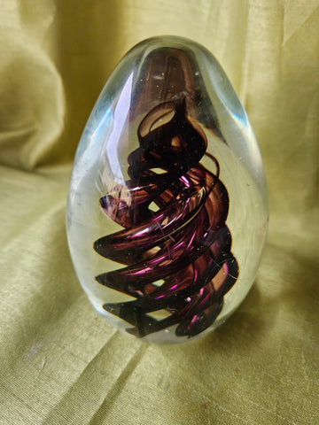 Vintage Purple Swirl Orb Glass Paperweight