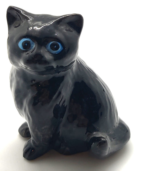 Vintage ELPA Alcobaca Portugal Blue Eyed Black Cat Figurine Statue Feline Decor