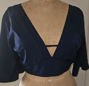 2X SHEIN Navy Blue Criss Cross Tie Back Women's Crop Top