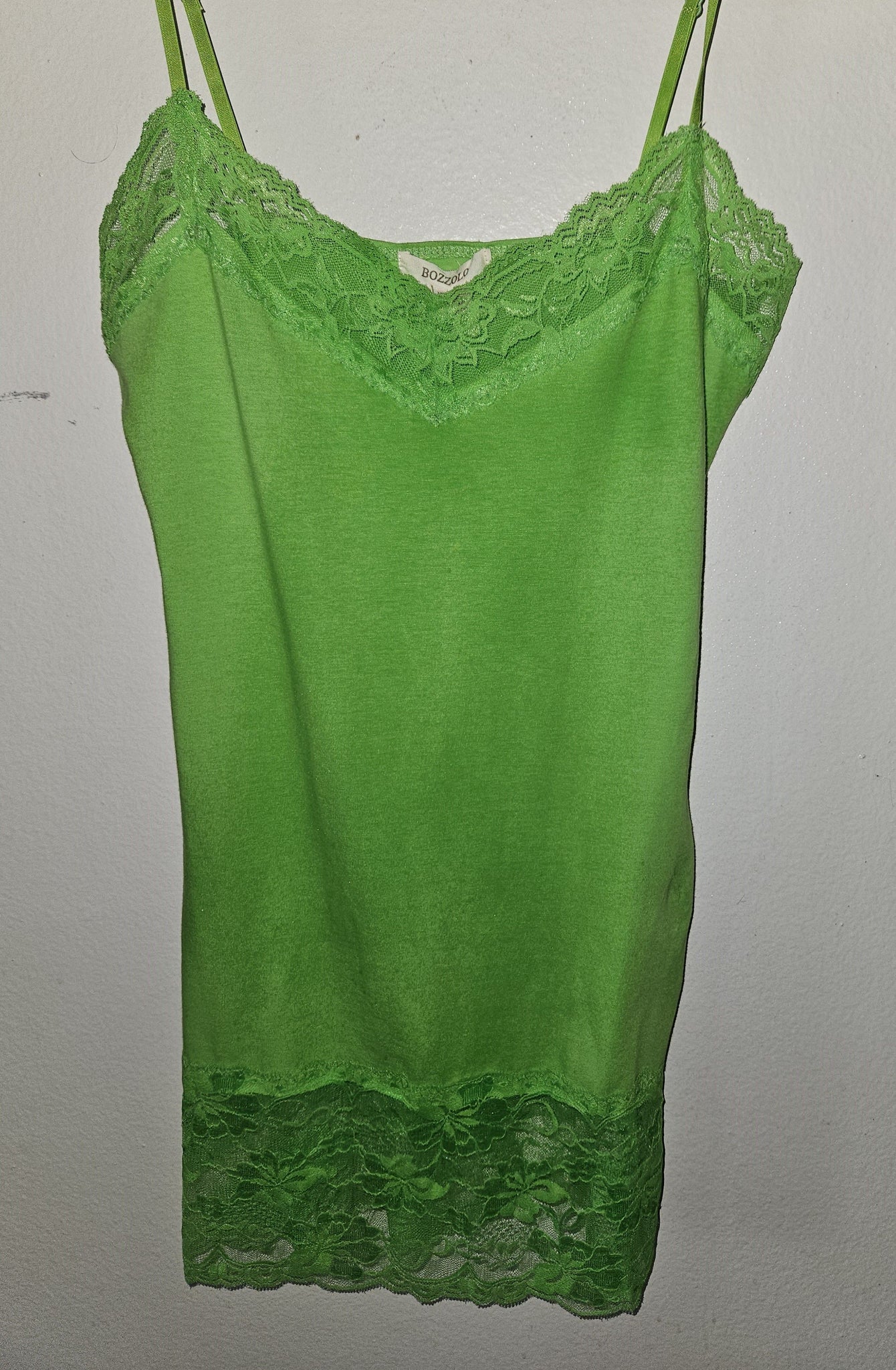 Medium BOZZOLO Neon Green Lace Trim Tank Top