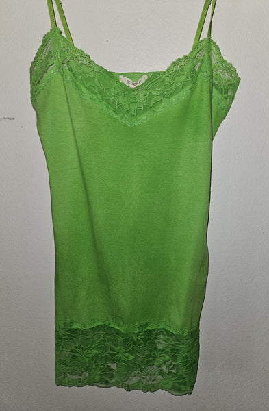 Medium BOZZOLO Neon Green Lace Trim Tank Top