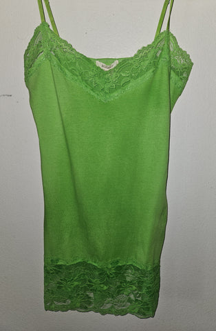 Medium BOZZOLO Neon Green Lace Trim Tank Top