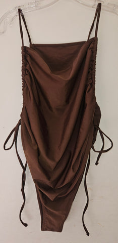 Women's 3X Brown One Piece High Hip Bathing Suit
