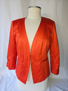 Size 8 HALOGEN Orange Jacket w/ Pleated Sleeves