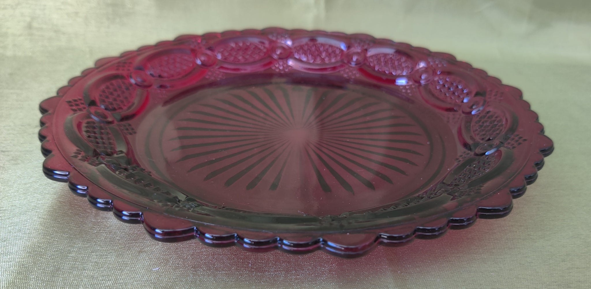 1876 AVON Ruby Red Cape Cod Vintage 7.25" Salad Plates