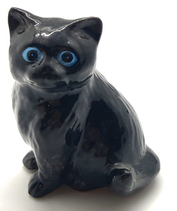 Vintage ELPA Alcobaca Portugul Blue Eyed Black Cat Figurine Statue