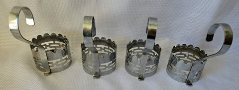 Set of 4 Vintage 1950's Silver Metal Cup Holders