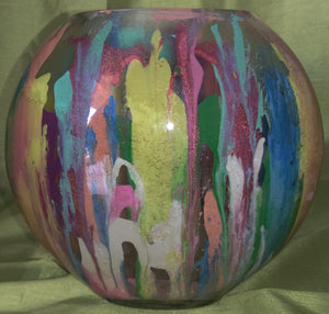 Decorative 10" Multi-color Circular Drop Painted Vase