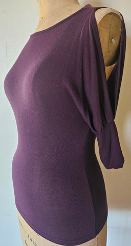Small Women's Dark Maroon Cold Shoulder Blouse