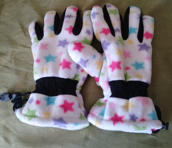 Womens M/L Bright Star Print Winter Gloves Colorful Soft Warm Accessory Set