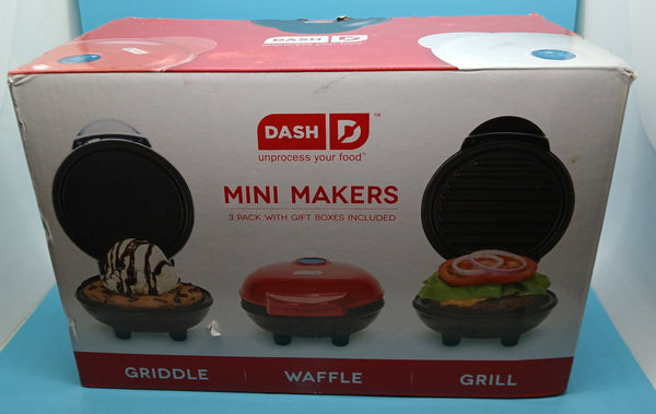 DASH Mini Makers Griddle Waffle Grill Set Compact Dorm Room Cookware Appliances