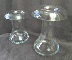 Set of Two Overlap Rim Glass Decorative Flower Vases ~ Mushroom Vase