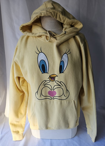 Large SIX FLAGS Yellow Tweety Bird Pullover Hooded Sweatshirt