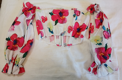 Large CBR Brand New Floral Zip-Up Back Crop Top