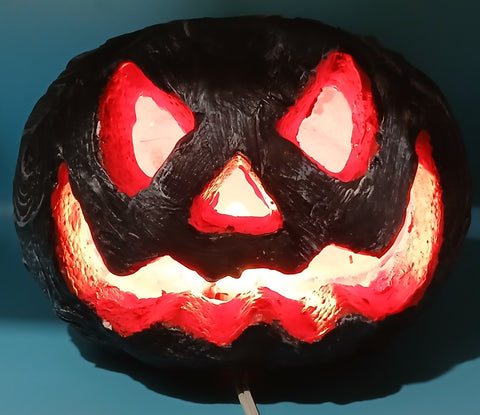 Black & Orange Plastic Light Up LED Pumpkin Halloween Decoration